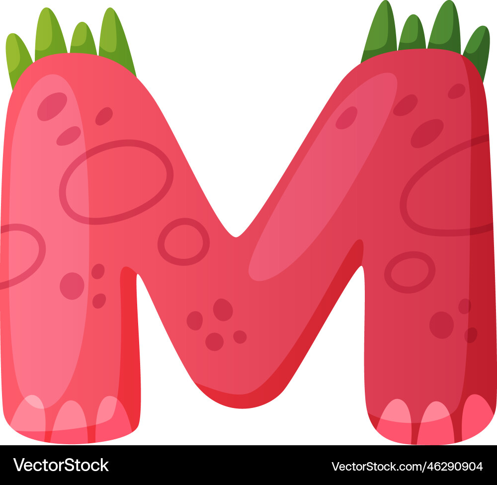 M consonant letter dino font dinosaur alphabet vector image