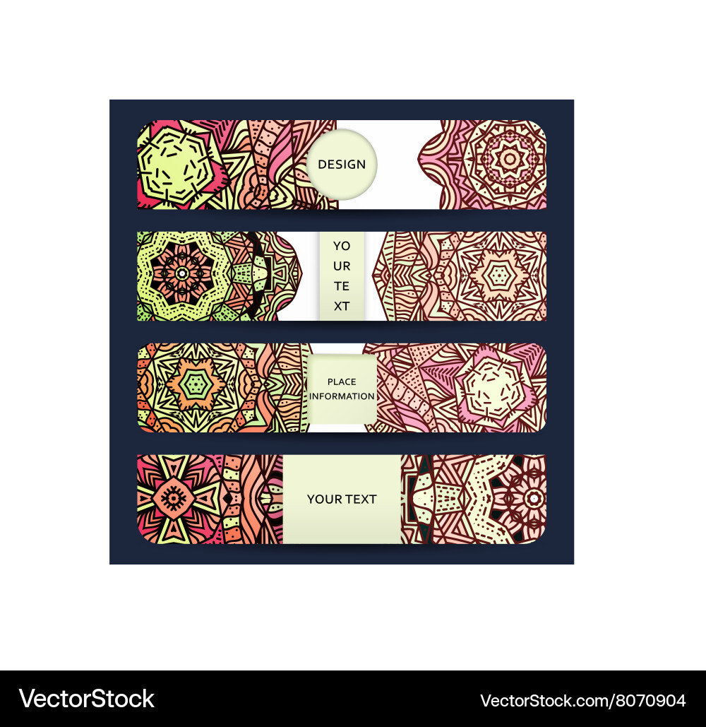 Mandala banner with a pattern handmade in retro Vector Image