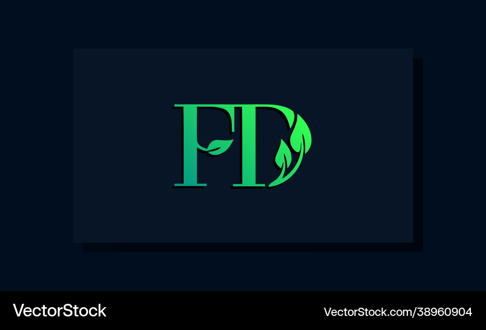 Minimal leaf style initial fd logo Vector Image