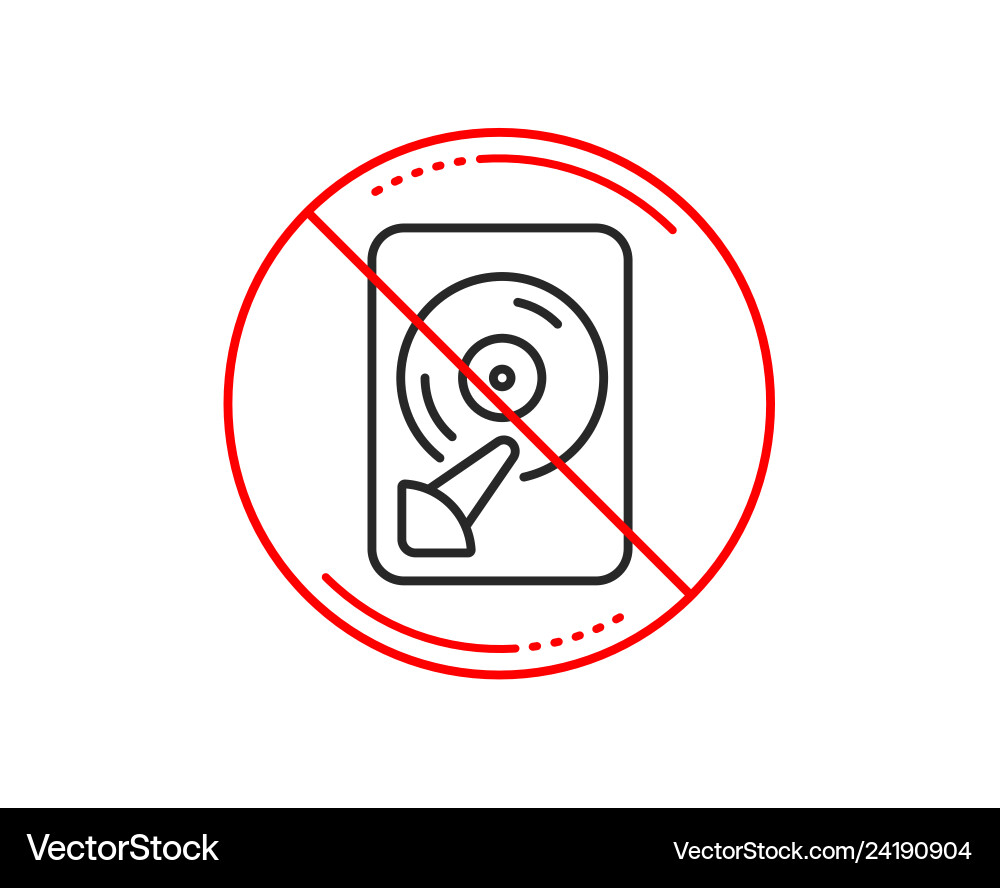 No or stop sign hdd line icon computer memory vector image
