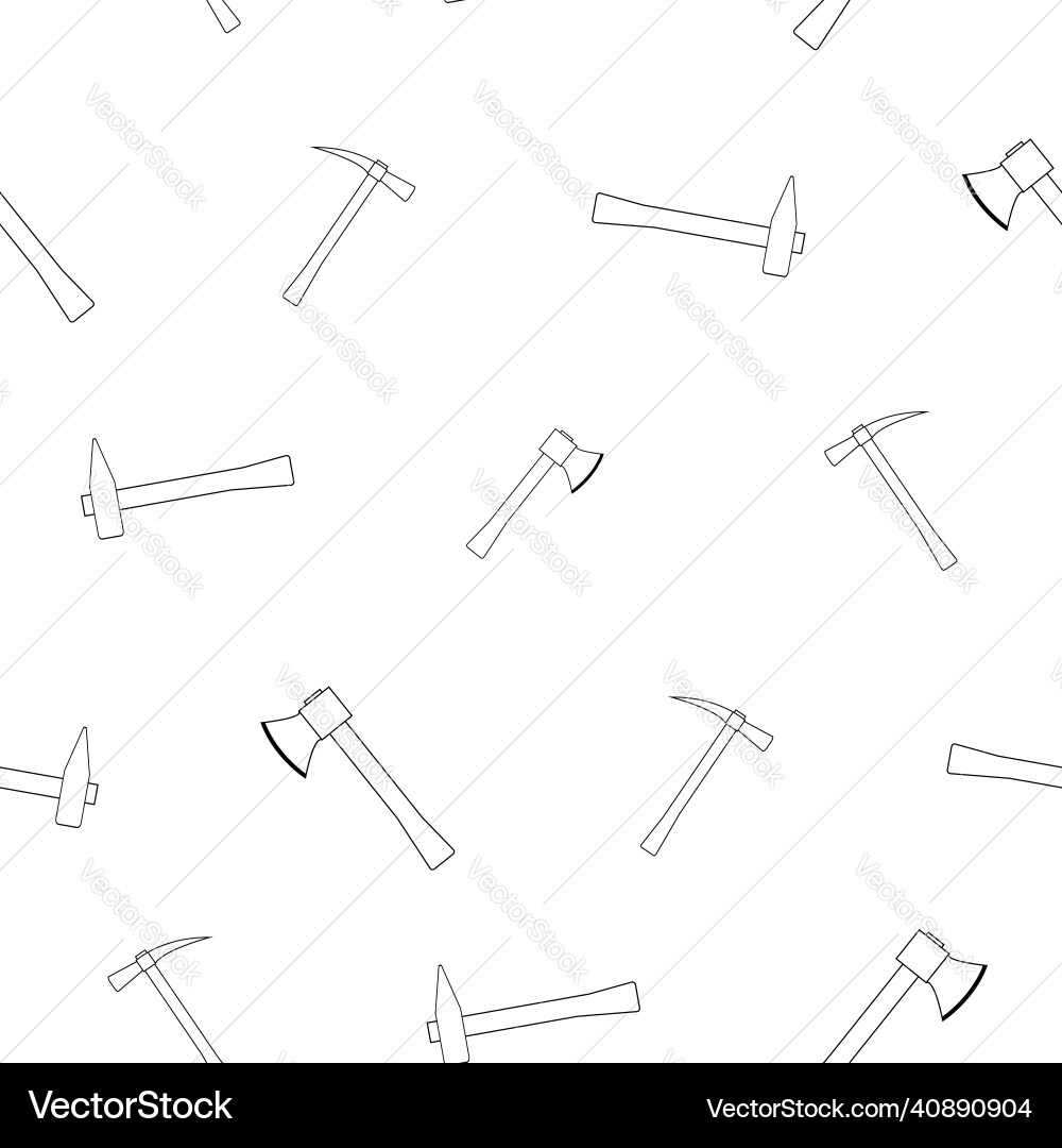 Pattern of hammer axe with wooden handle in line Pattern of hammer axe with wooden handle in line vector image