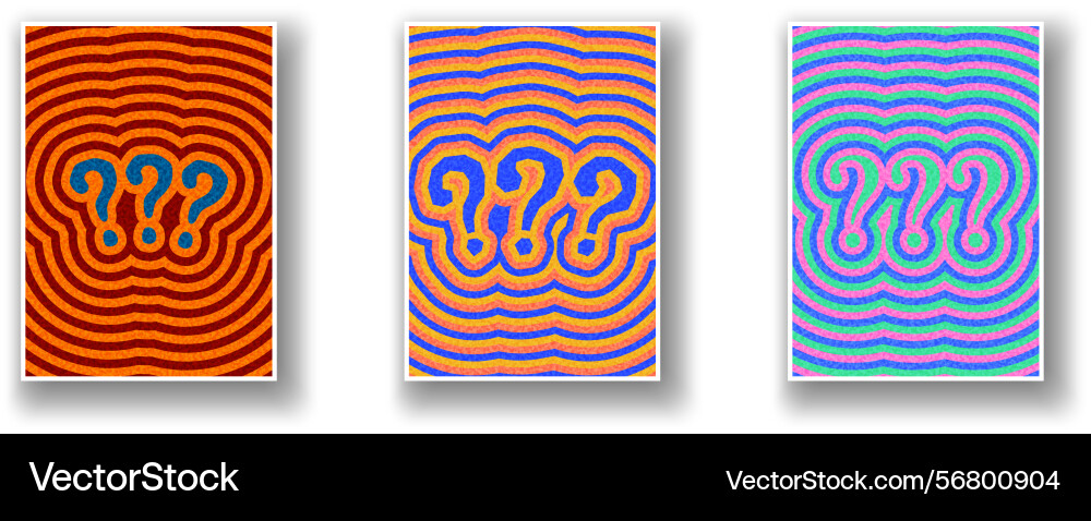 Psychedelic question mark set with ripple patterns Psychedelic question mark set with ripple patterns vector image