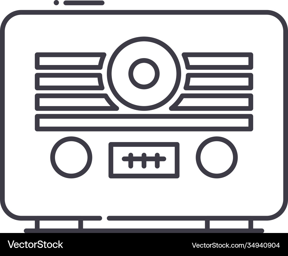 Retro radio icon linear isolated Retro radio icon linear isolated vector image
