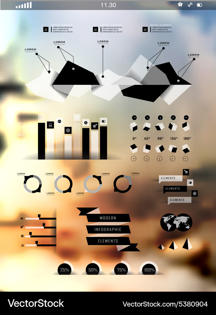 Set elements of infographics on blur background Vector Image