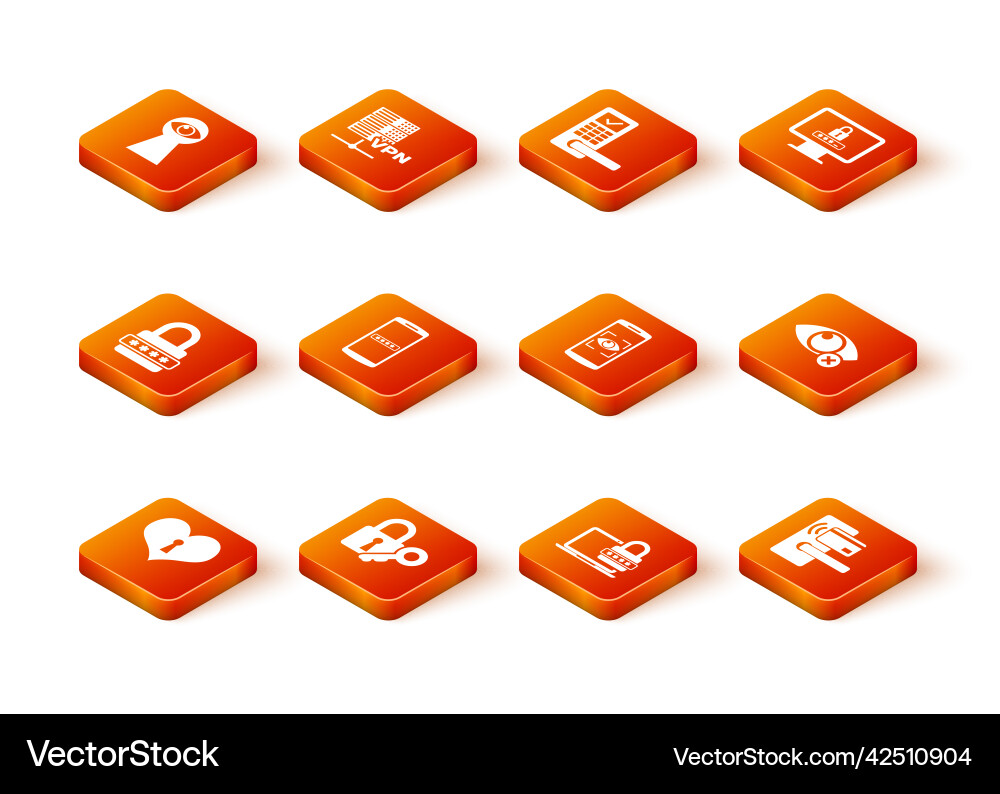 Set heart with keyhole lock and password Vector Image