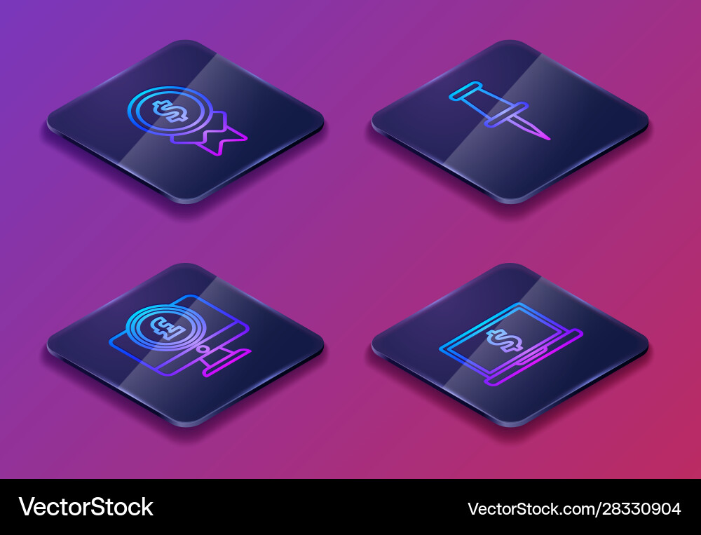 Set isometric line reward for good work computer Vector Image