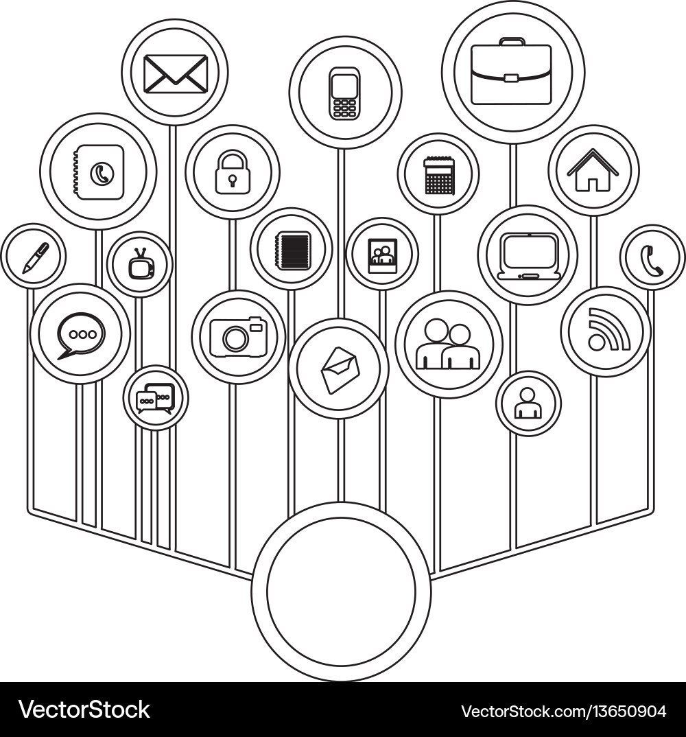 Silhouette tech icons web site Silhouette tech icons web site vector image