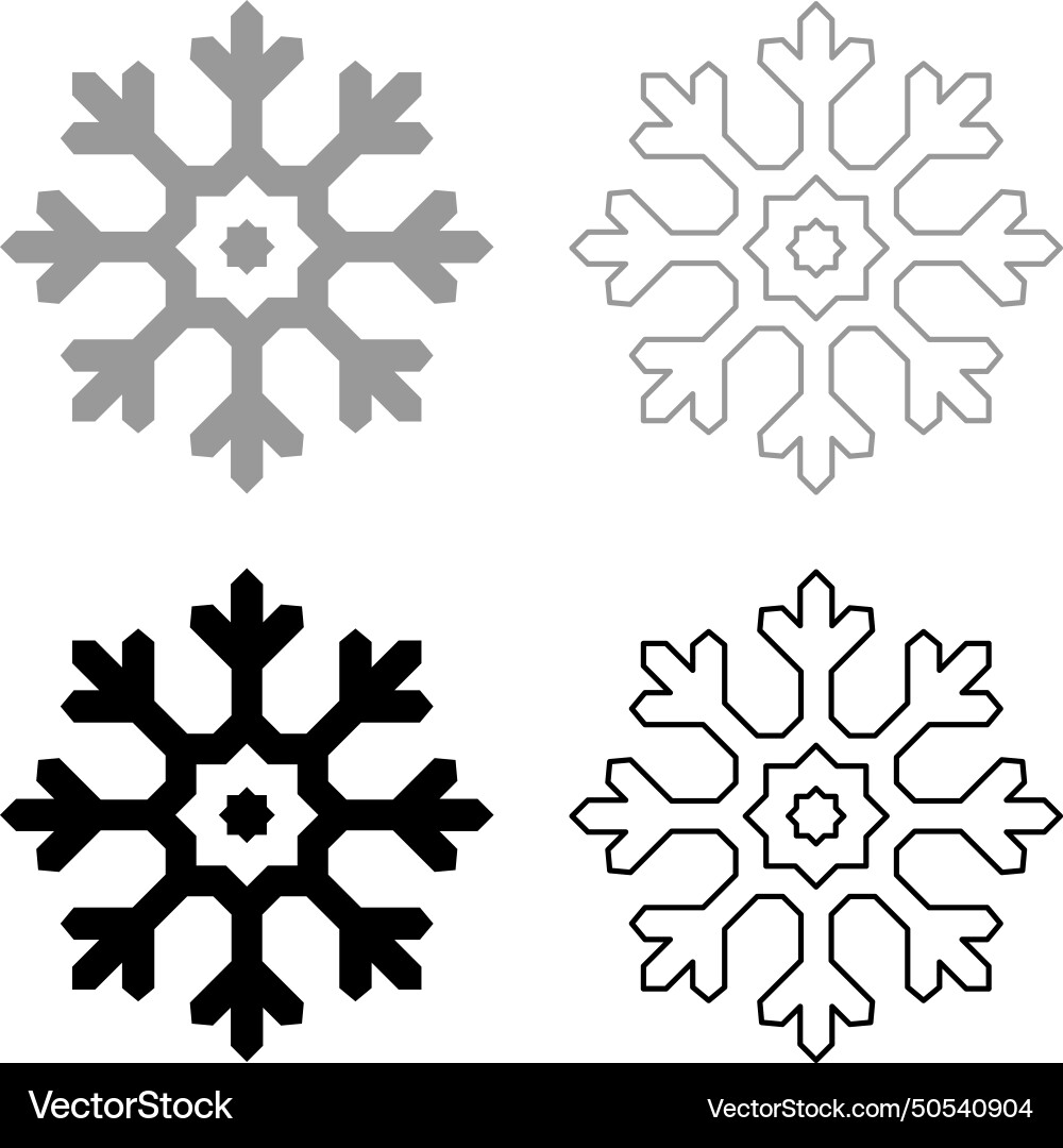 Snowflake set icon grey black color image solid vector image