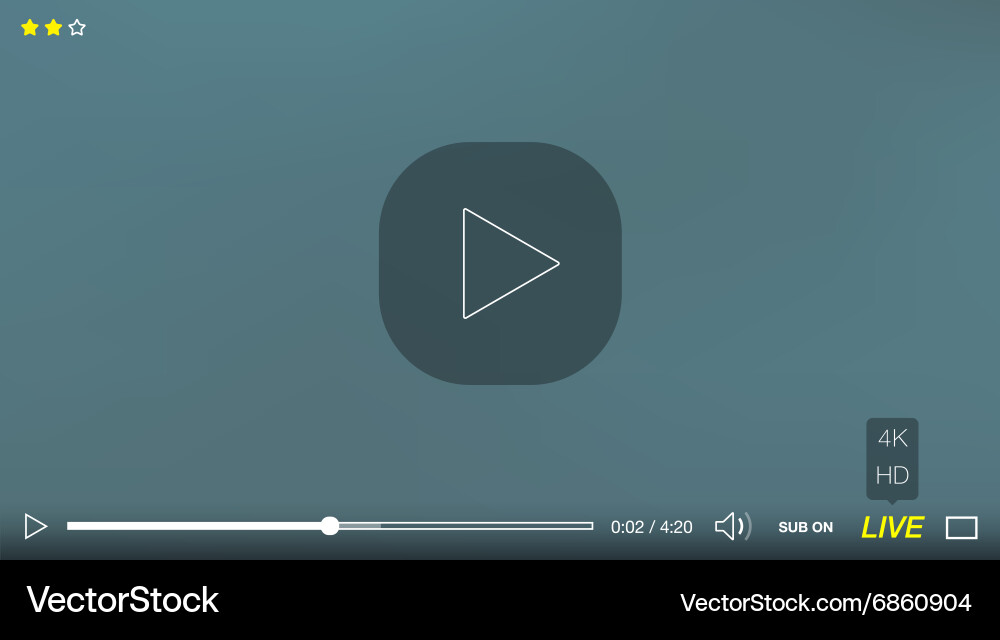 Video player window with menu and buttons panel vector image