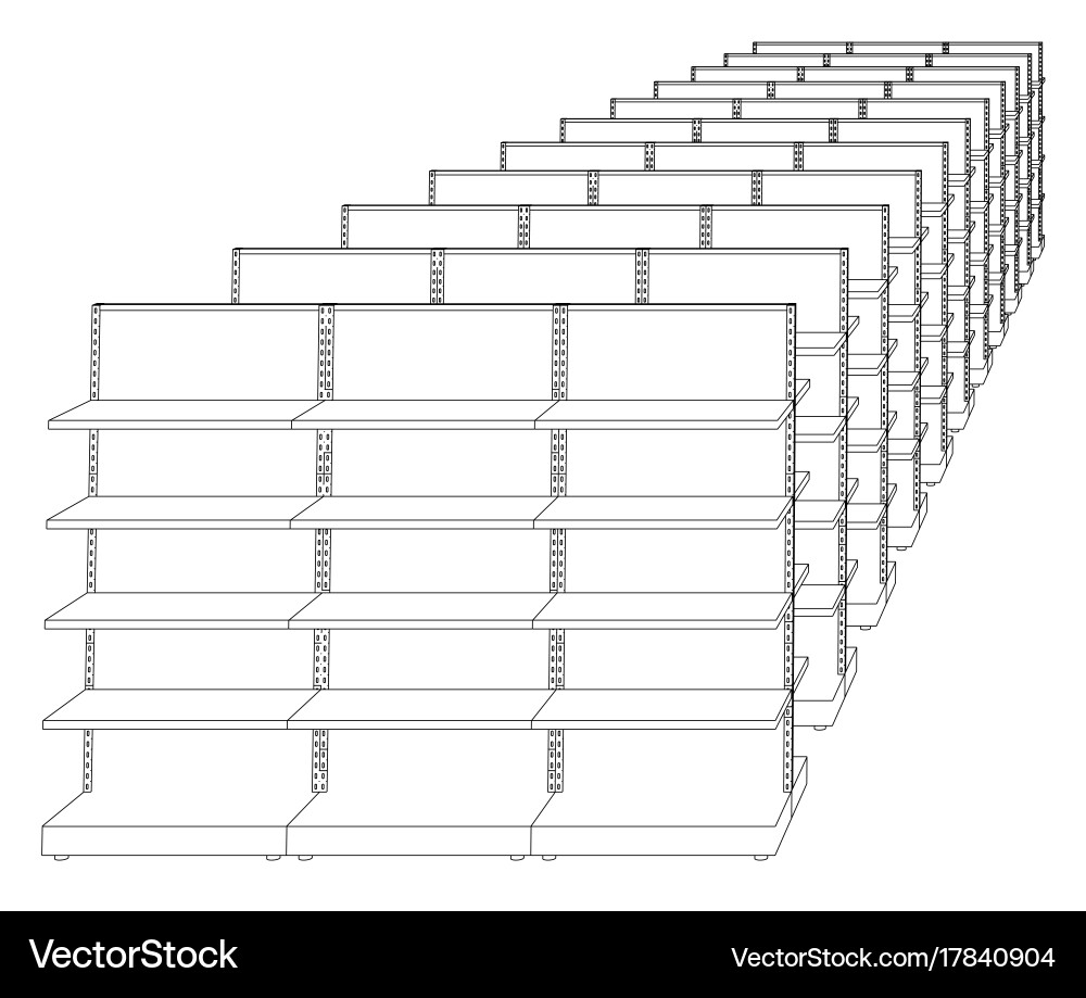 Wireframe Shelf Rack Sketch vector image