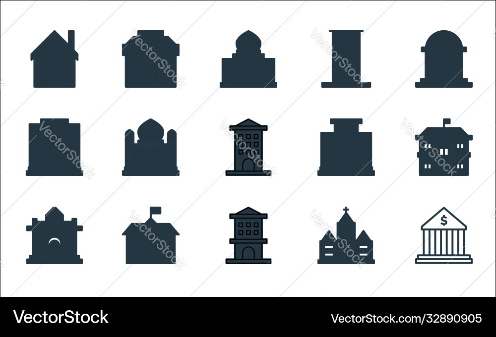 Building line icons linear set quality Vector Image