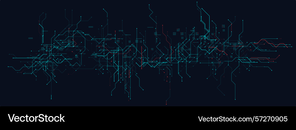 Cyber circuit lines with red and blue tech grid Cyber circuit lines with red and blue tech grid vector image