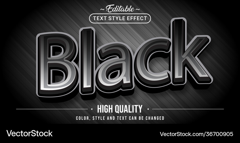 Editable text style effect - black Editable text style effect - black vector image