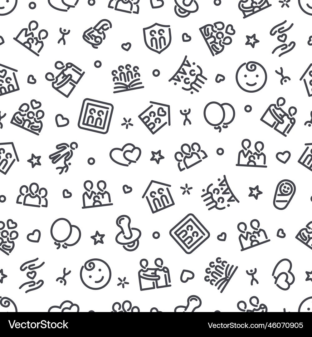 Family seamless pattern with icons Family seamless pattern with icons vector image