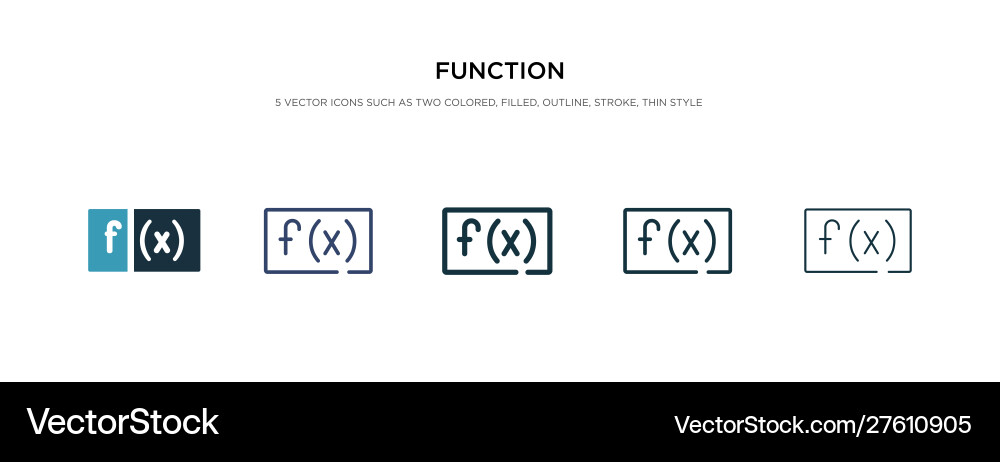 Function icon in different style two colored vector image