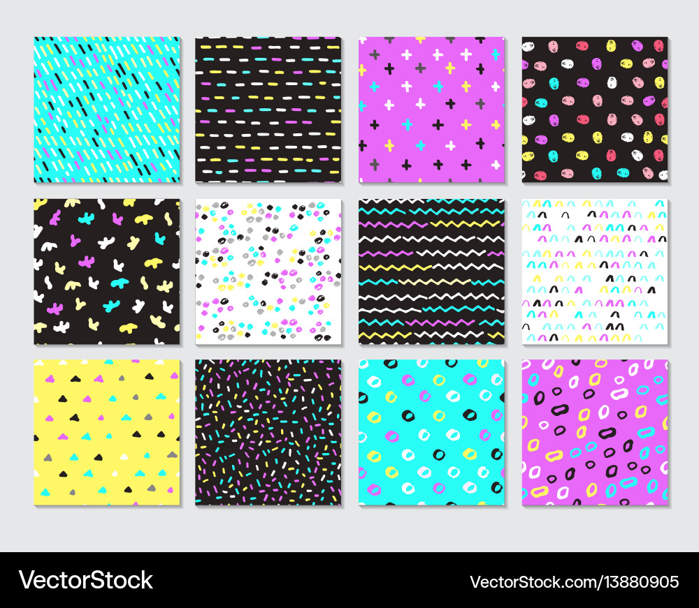 Hand drawn seamless pattern collection simple vector image
