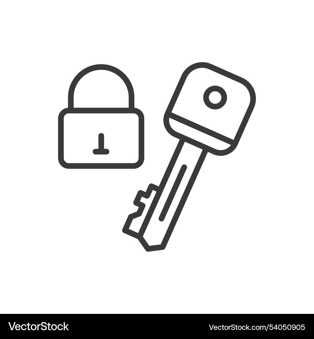 Key and lock in line design security Vector Image
