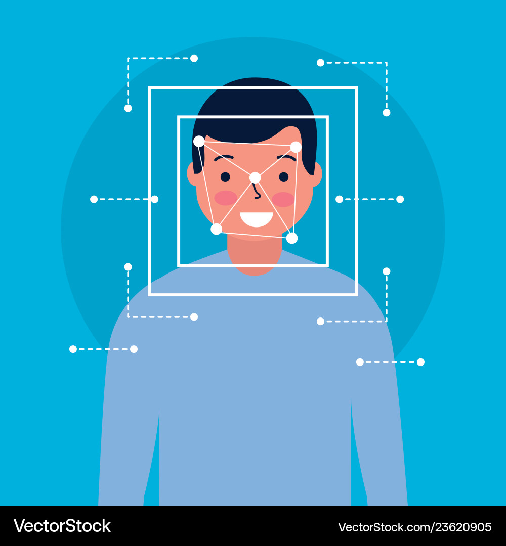 Man face scan biometric digital technology Vector Image