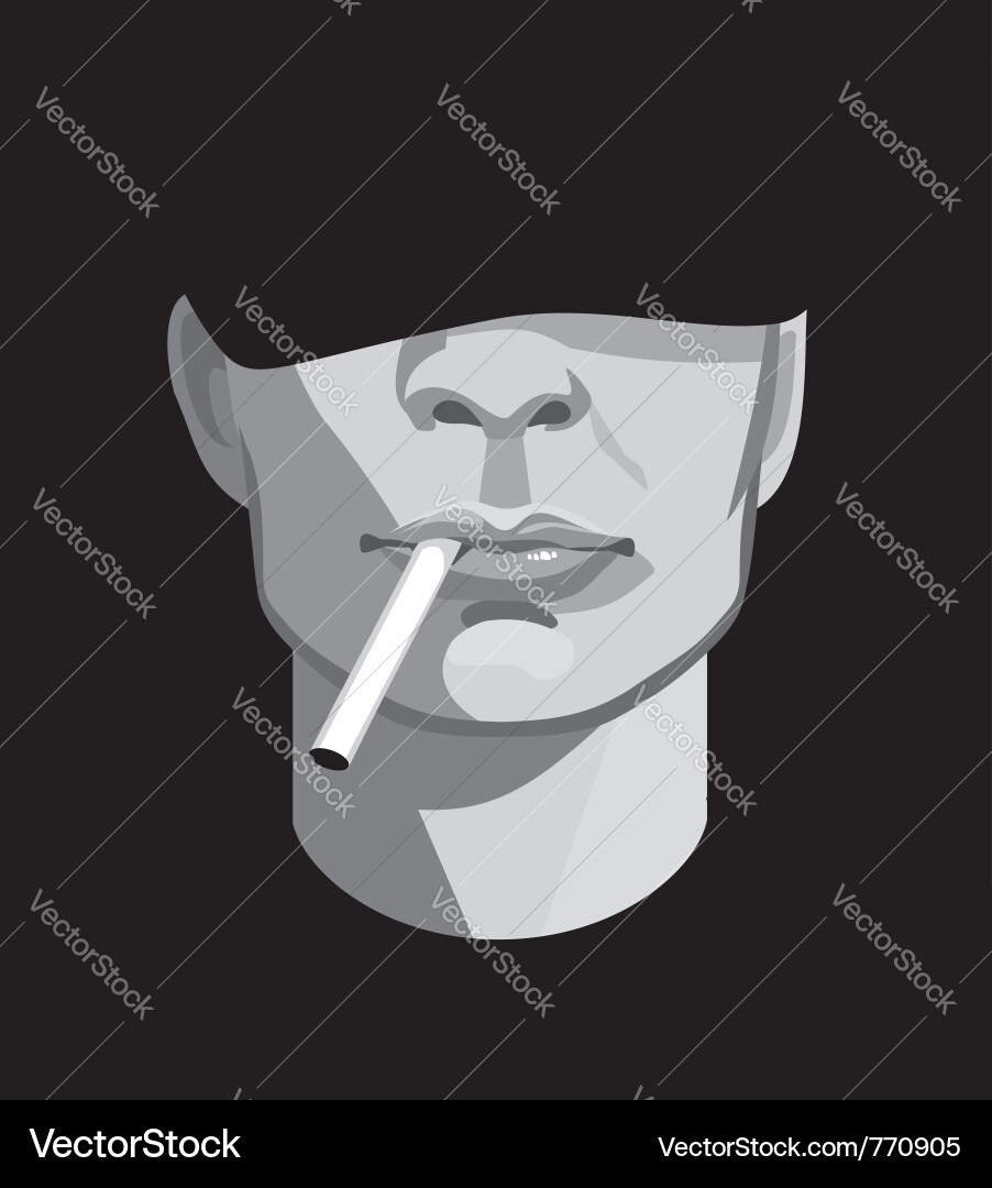 Man with Cigarette - Portrait Vector Image