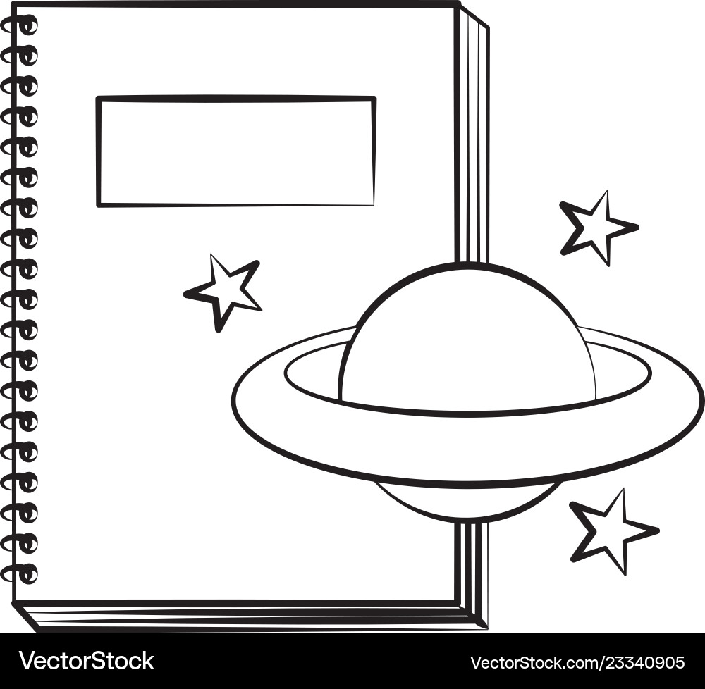 Notebook and planet back vector image