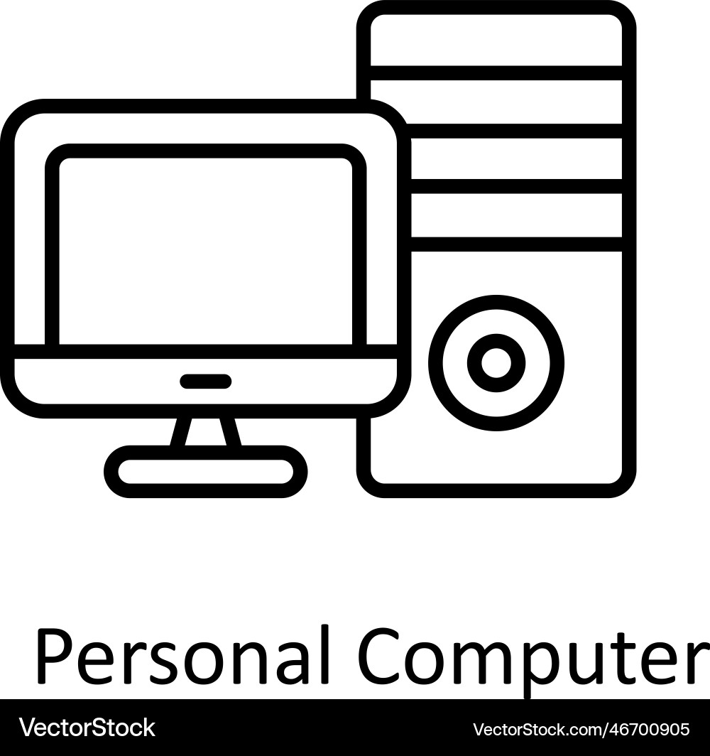 Personal computer outline icons simple Vector Image