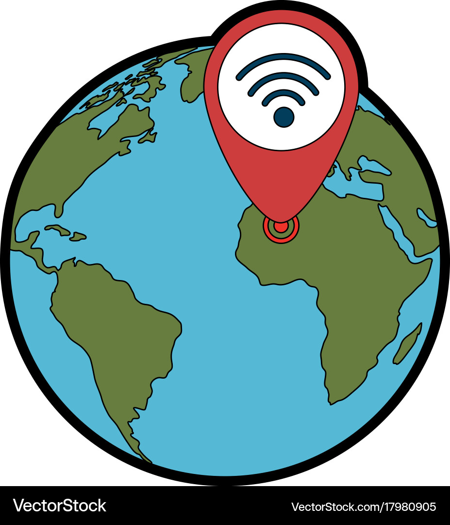 Planet mit Pointer-Standort vektorbild