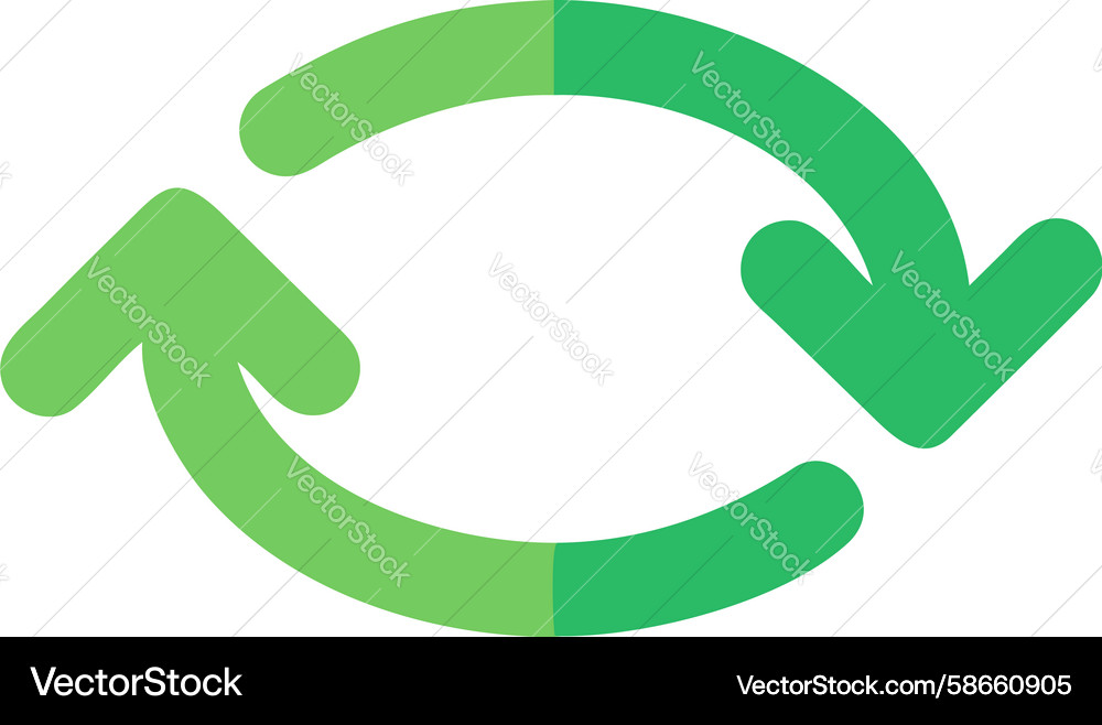 Refresh cycle arrows green gradient icon design Vector Image
