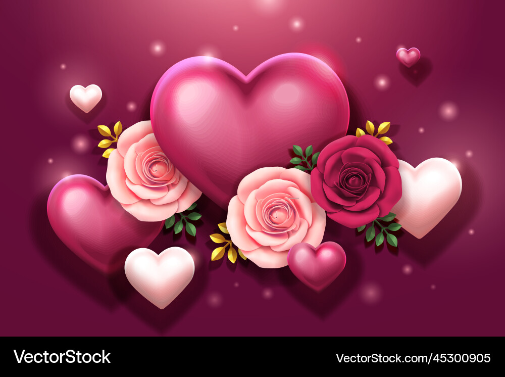 Romantic Rose Hearts Royalty Free Vector Image