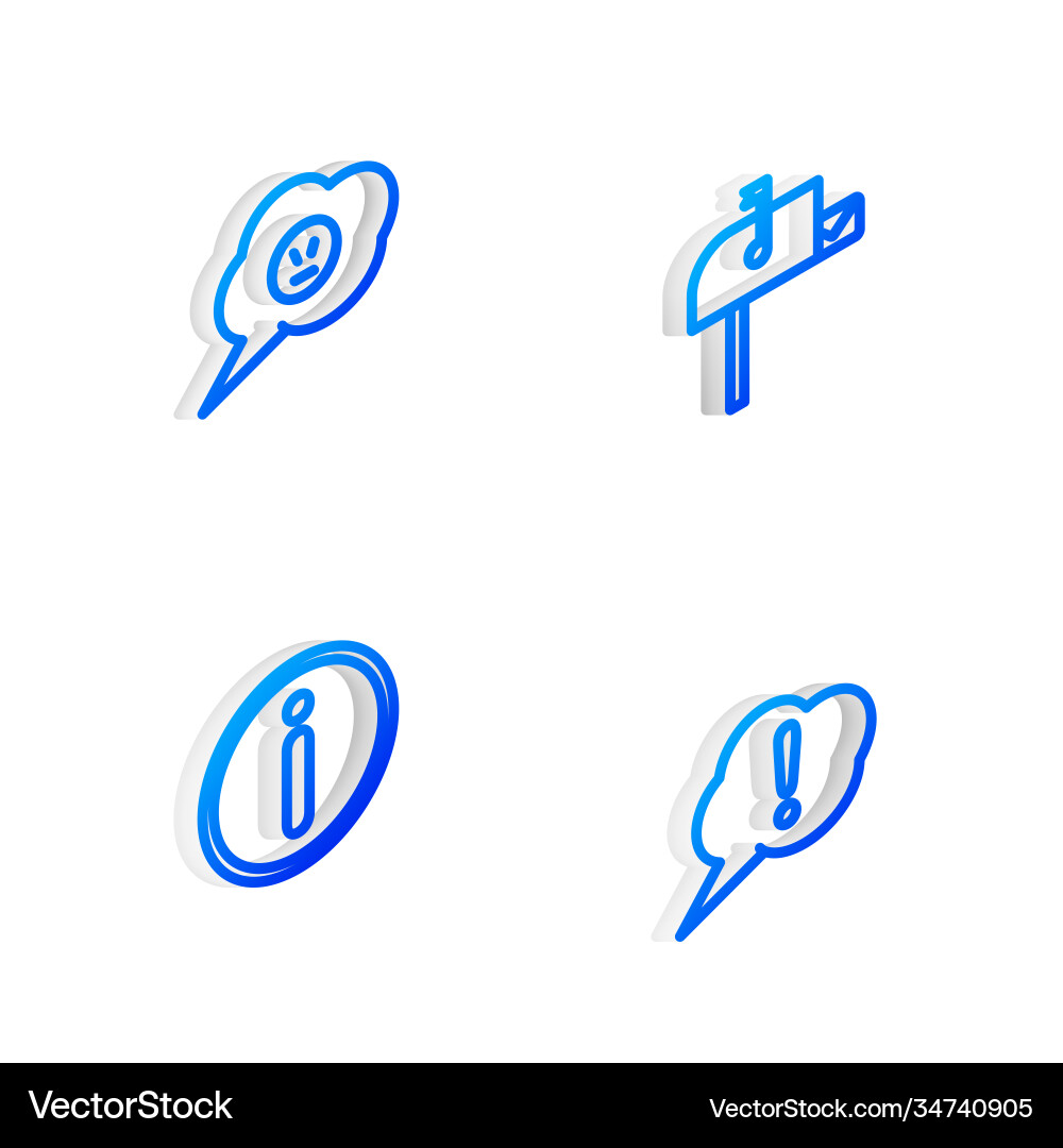Set isometric line open mail box speech bubble Vector Image