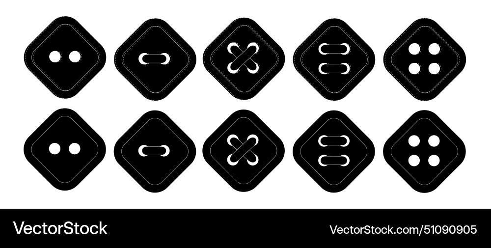 Set of black diamond buttons button with two vector image