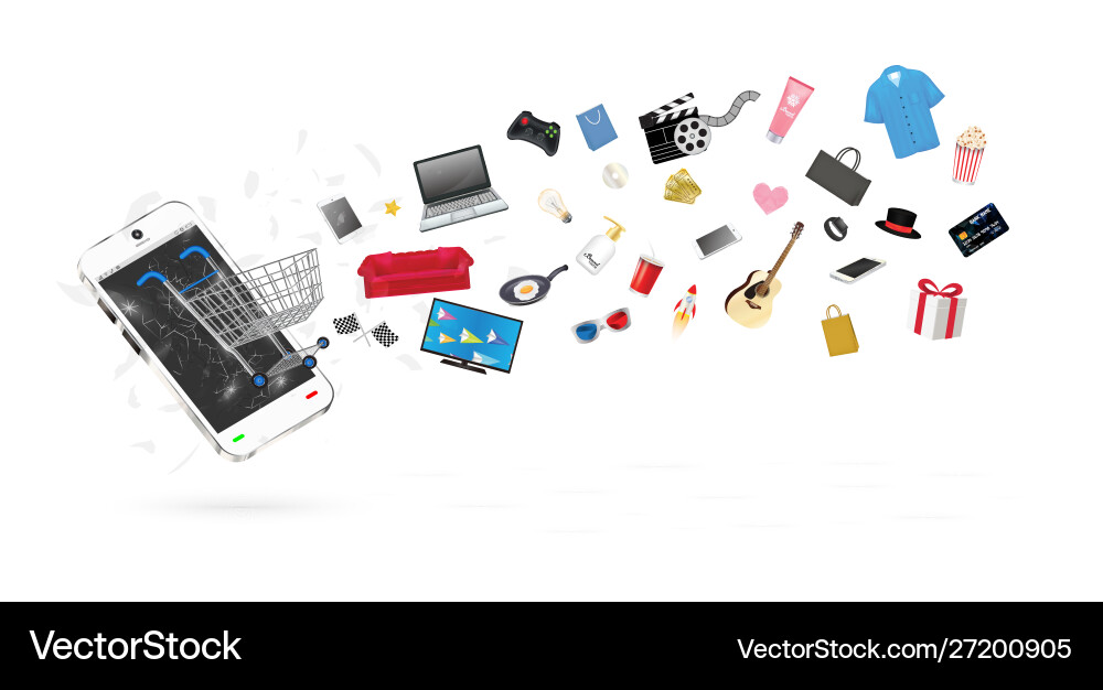 Shopping Objects Smartphone vector image