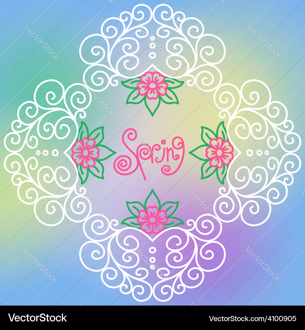Spring pattern of spirals swirls chains vector image