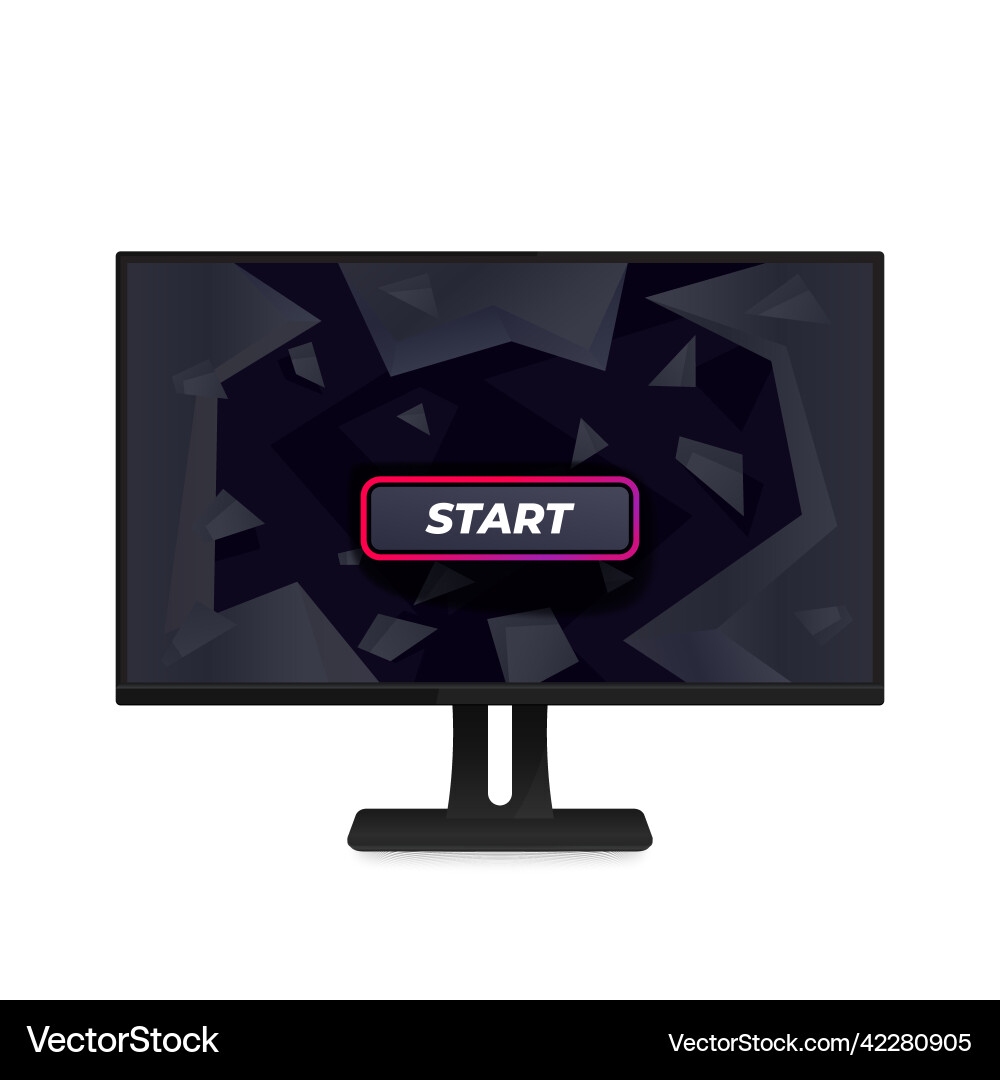 Start game button on abstract dark background vector image