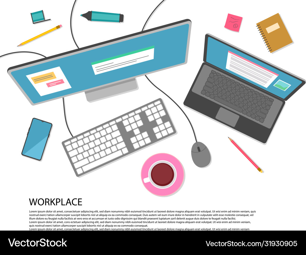 Work on computer Work on computer vector image