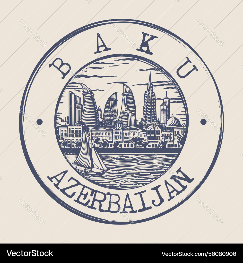 Baku azerbaijan Stempel Stadt Baku azerbaijan Stempel Stadt vektorbild