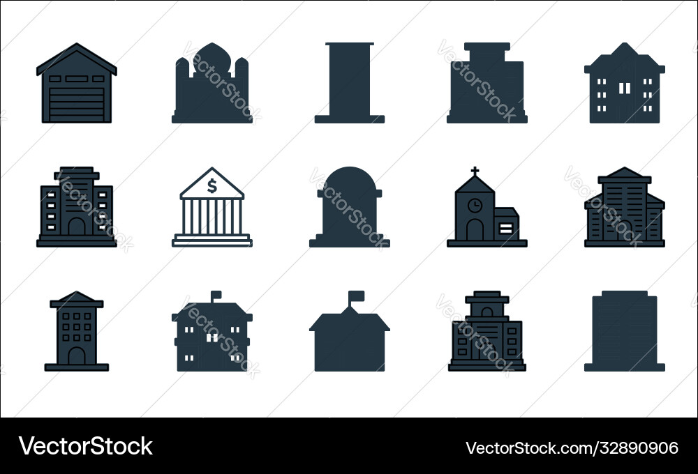 Building line icons linear set quality Vector Image