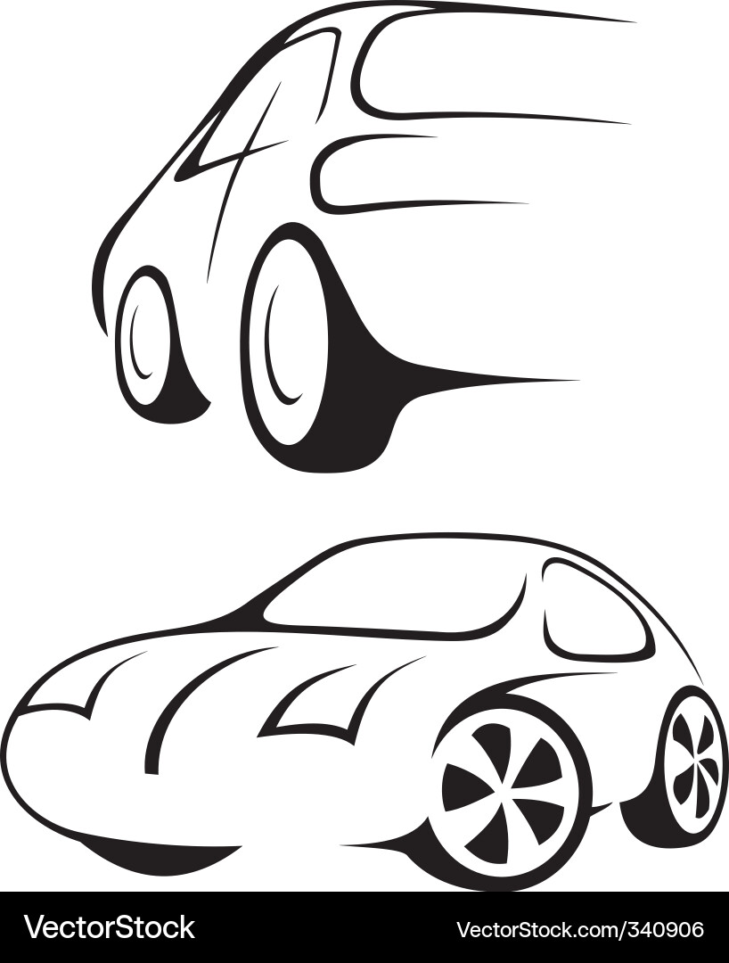 Auto Linie Zeichnung Lizenzfreies Vektorbild - VectorStock