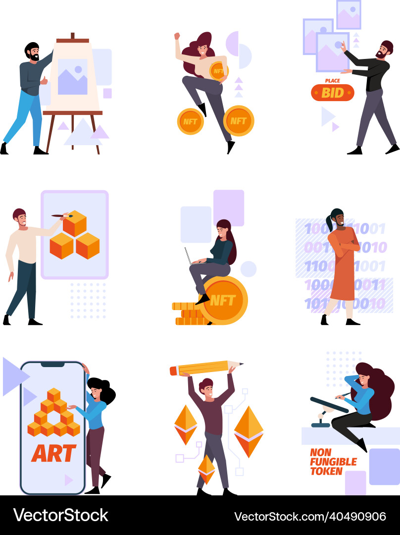 Crypto paintings nft blockchain – Royalty-Free Vector | VectorStock