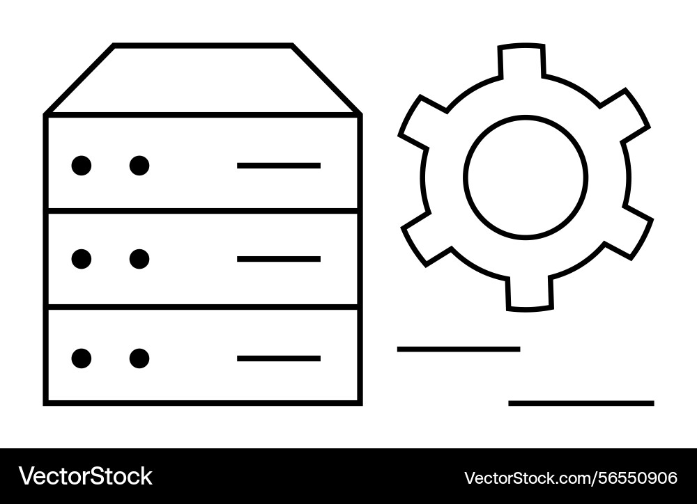 Data server stack and gear symbol representing Data server stack and gear symbol representing vector image
