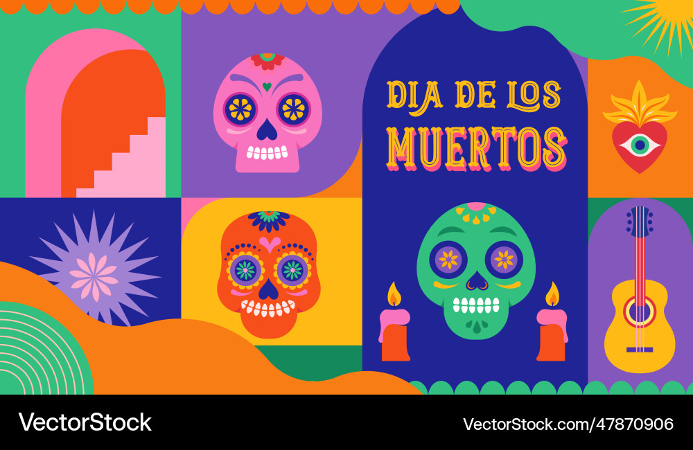 Dia de los muertos day of the dead mexican Dia de los muertos day of the dead mexican vector image