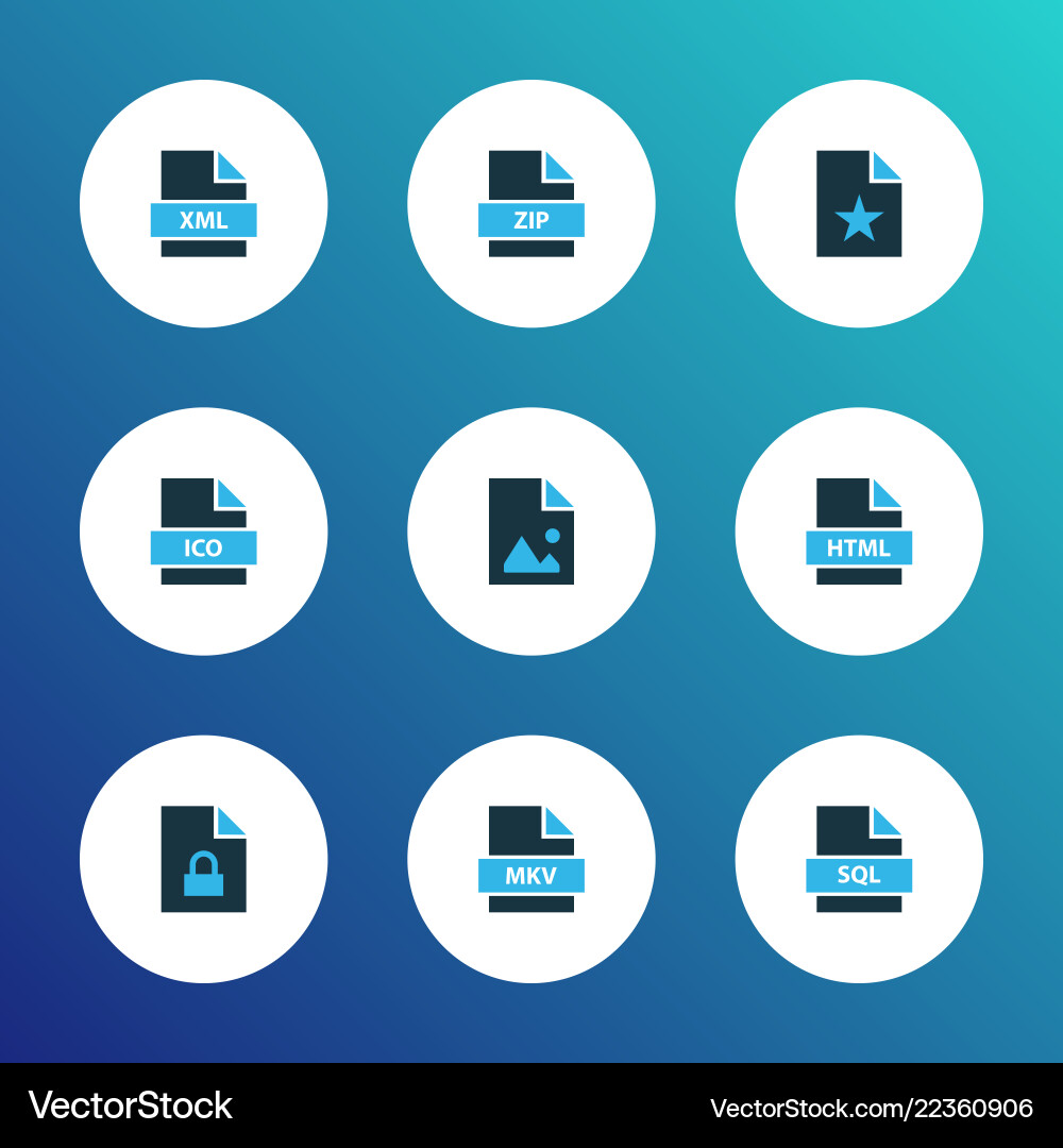 Document icons colored set with file image Document icons colored set with file image vector image