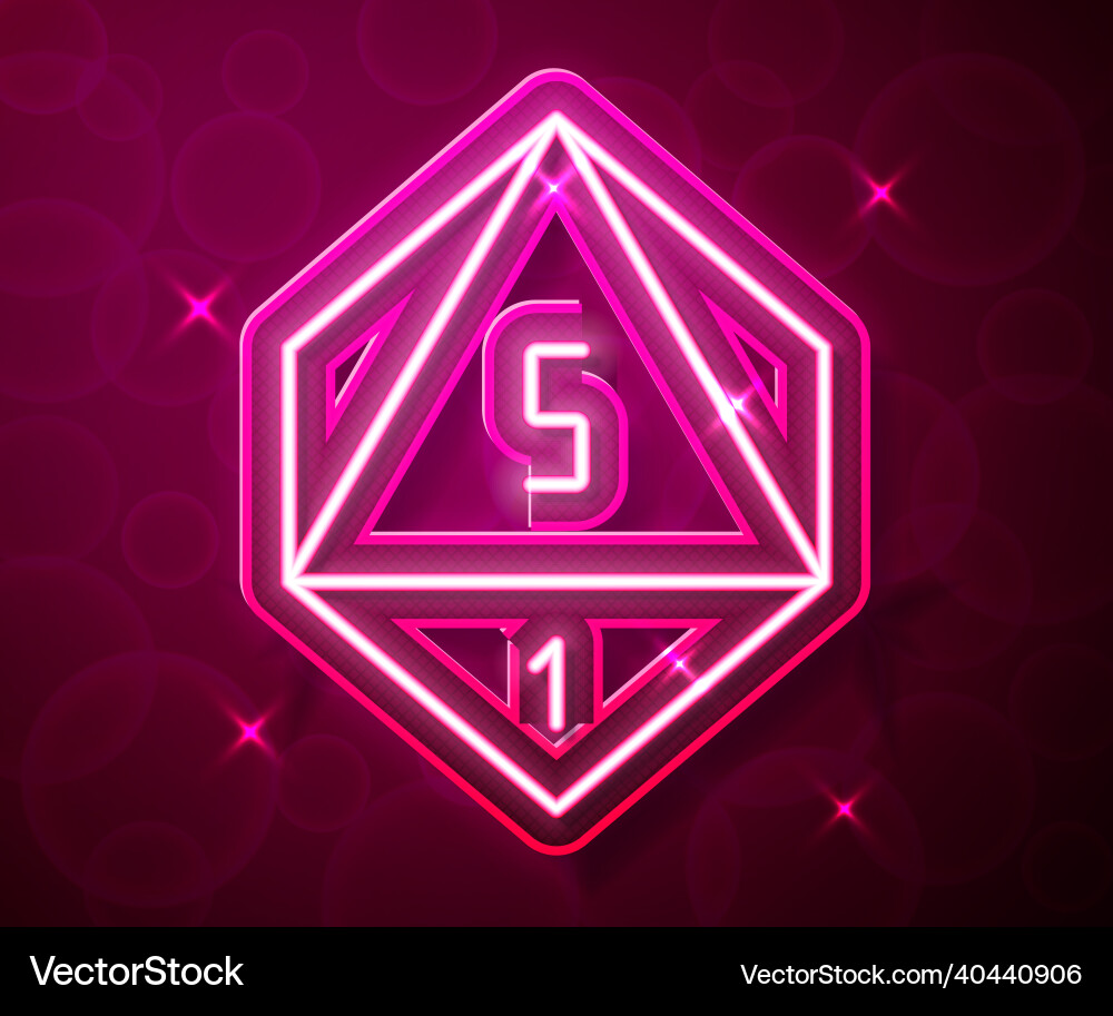 Glowing neon line game dice icon isolated on red Vector Image
