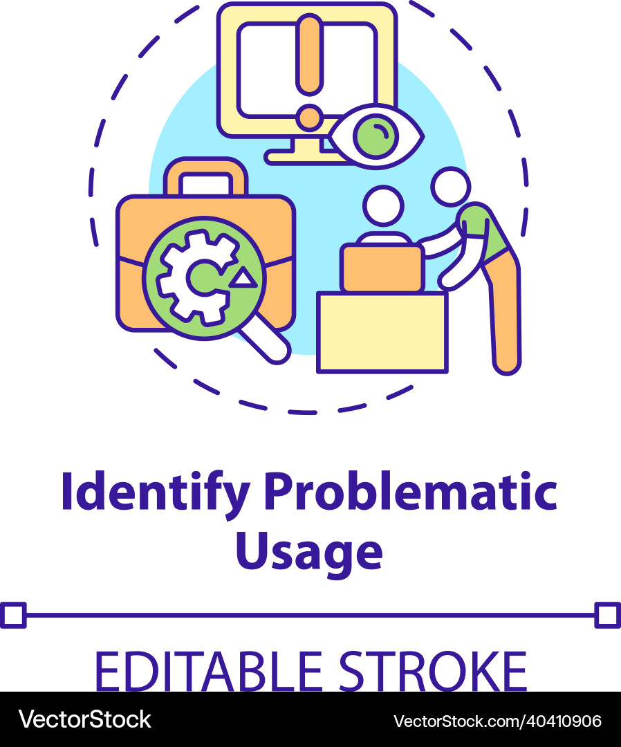 Identify problematic usage concept icon Identify problematic usage concept icon vector image