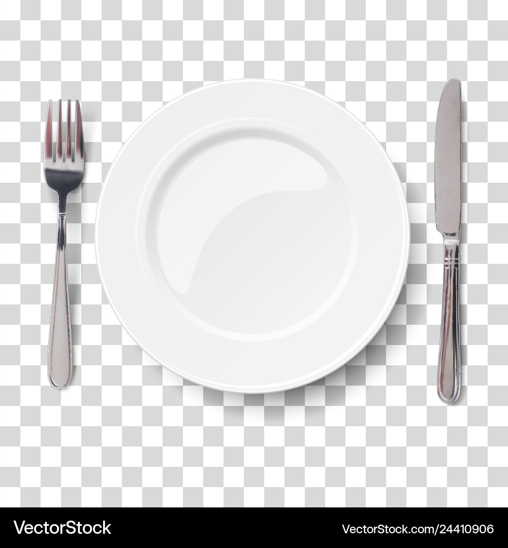 Isolated Empty Plate with Knife and Fork vector image