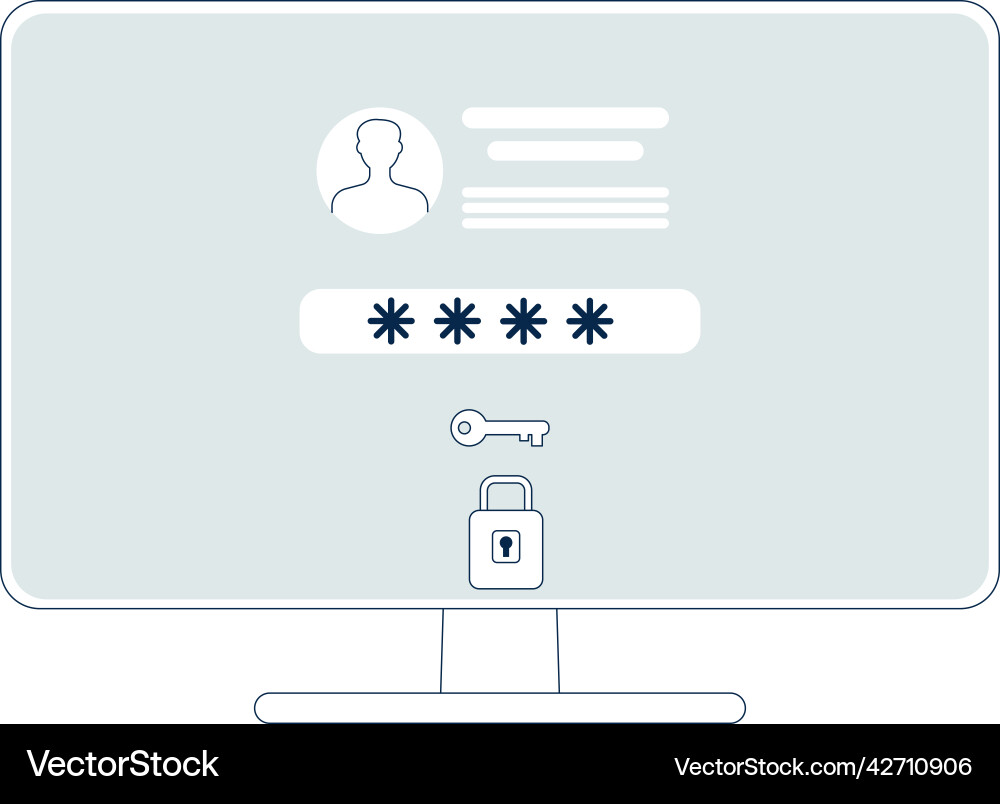 Login page on computer screen protected Login page on computer screen protected vector image