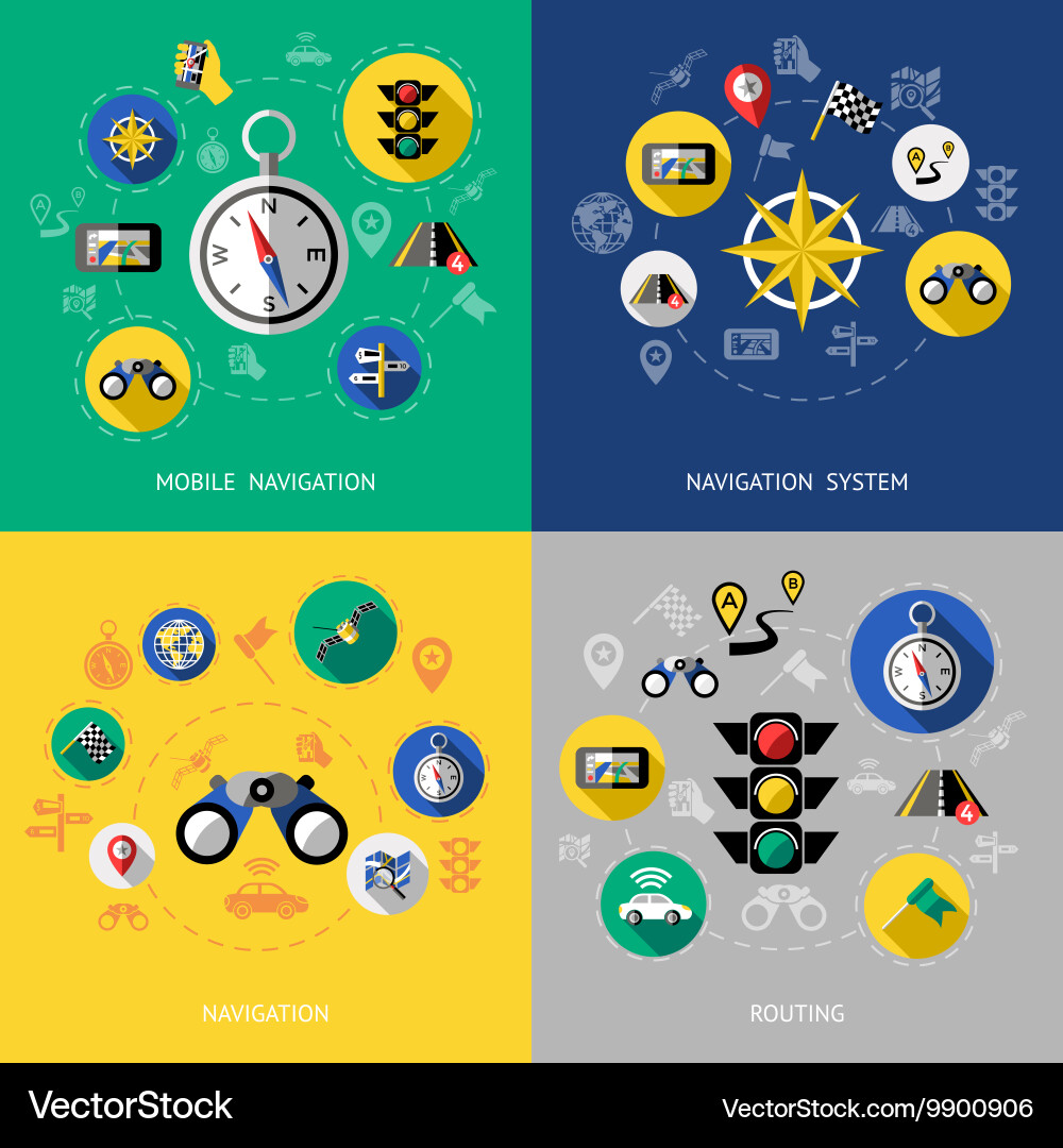 Navigation icon set vector image
