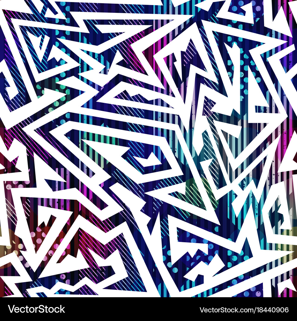Neon color maze seamless pattern vector image