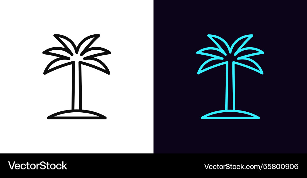 Outline palm tree icon with editable stroke Vector Image
