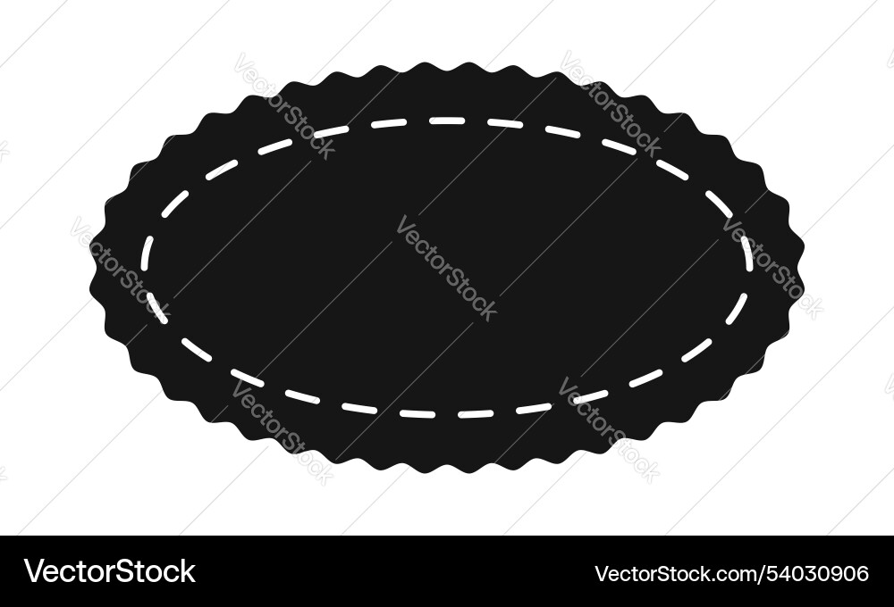 Oval shape with zigzag borders and stitch line Vector Image