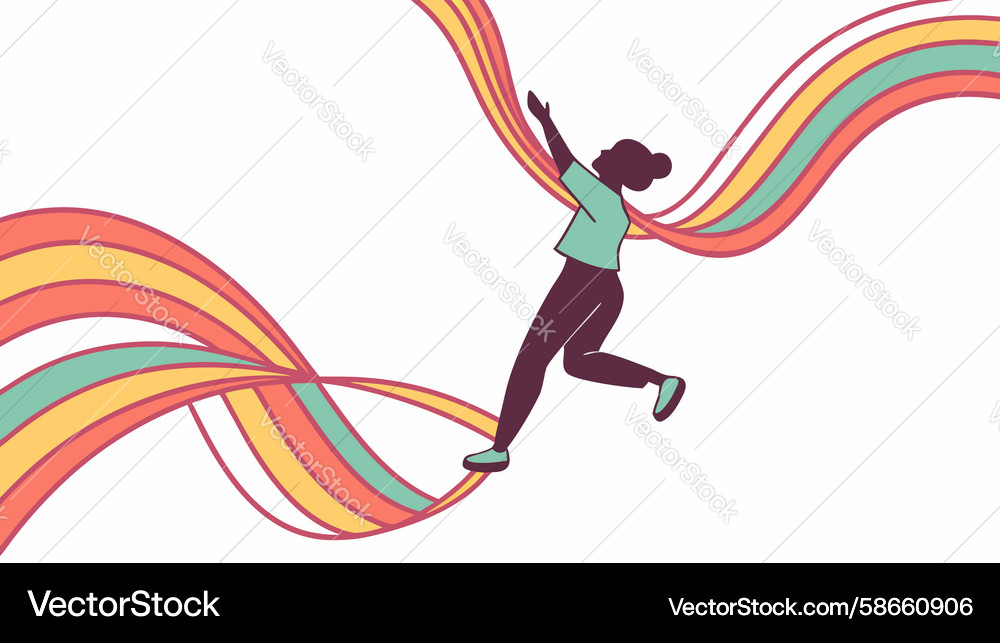 Person running on winding path dynamic progress Vector Image